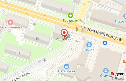 Мясной магазин на улице Яна Фабрициуса на карте