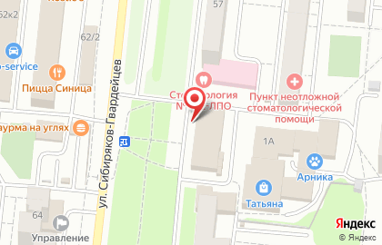 Аптечный пункт Ритм на площади Сибиряков-Гвардейцев на карте