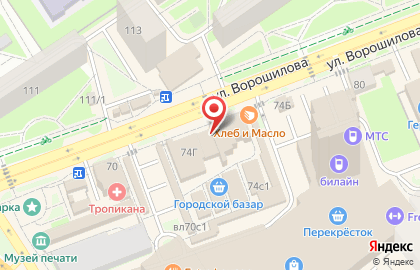 Салон Пирамида мебели на улице Ворошилова на карте