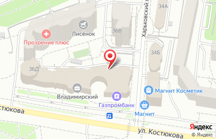 Стрит на улице Костюкова на карте