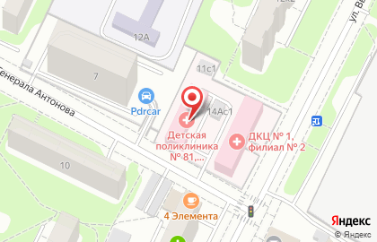 Детская городская поликлиника №81 на улице Генерала Антонова на карте