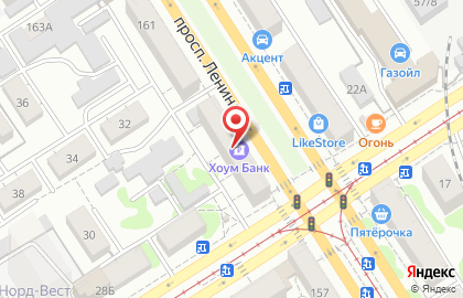 Банк Хоум Кредит региональное представительство в г. Барнауле в Октябрьском районе на карте