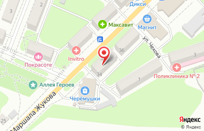 Магазин канцелярских товаров Школьник на улице Маршала Жукова на карте