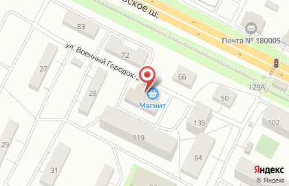 Супермаркет Магнит в Пскове на карте