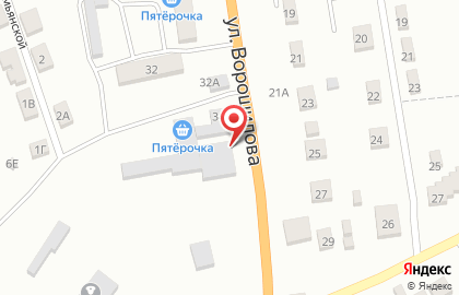 Супермаркет Пятёрочка на улице Ворошилова на карте