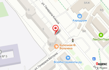 Магазин по продаже товаров из Финляндии Ruoka на улице Генерала Кныша на карте