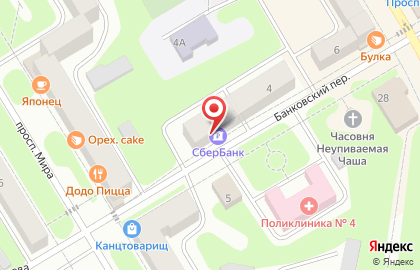 Терминал СберБанк в Банковском переулке на карте