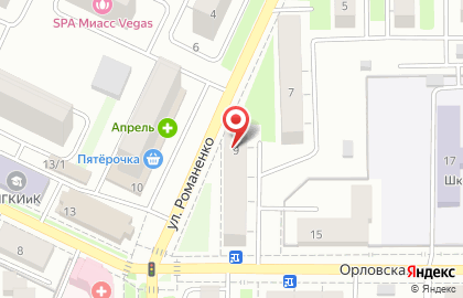 Строительный и отделочный магазин Еврострой на улице Романенко на карте