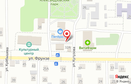 Киоск хлебобулочной и молочной продукции на улице Фрунзе на карте
