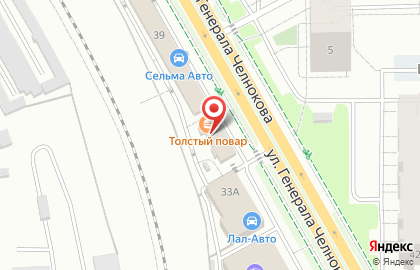Кафе быстрого питания Толстый повар на улице Генерала Челнокова на карте
