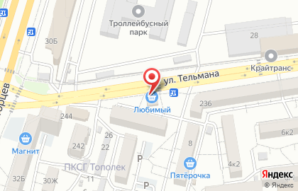 Продовольственный магазин Любимый на улице Тельмана на карте