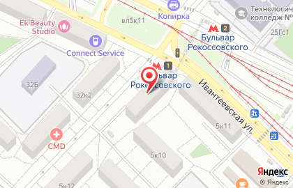 Аптека Планета здоровья на метро Бульвар Рокоссовского на карте