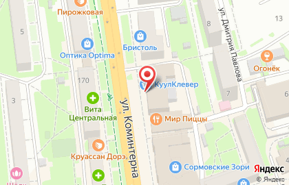 Магазин продуктов МясновЪ на улице Коминтерна на карте