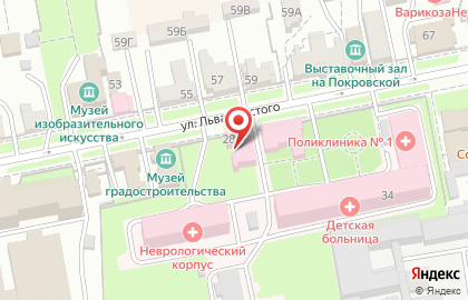 Детская городская клиническая больница №1 на улице Льва Толстого на карте