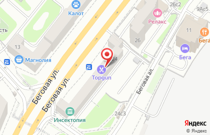 Барбершоп TOPGUN на Беговой улице на карте