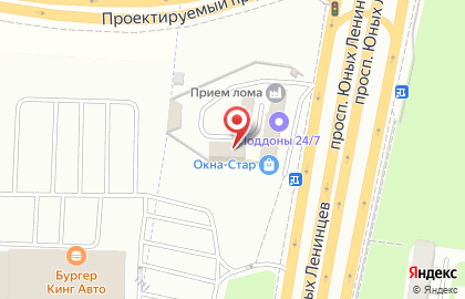 Торгово-производственная компания Окна-Стар на проспекте Юных Ленинцев на карте