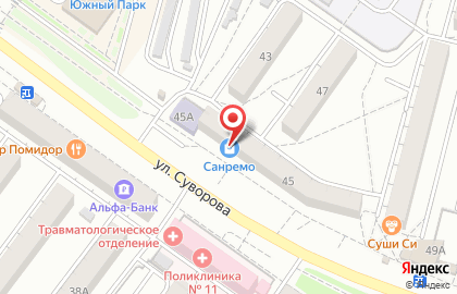 Оптово-розничная сеть магазинов сантехники Санремо на улице Суворова на карте