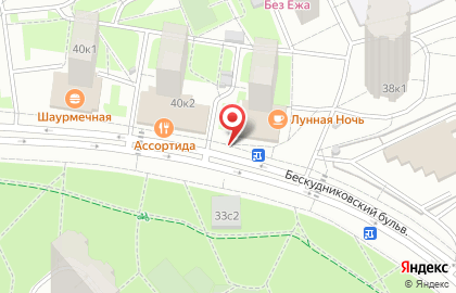 Киоск по продаже печатной продукции, Бескудниковский район на Бескудниковском бульваре на карте