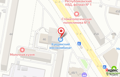Фирменный магазин мясной продукции Куединский мясокомбинат в Октябрьском районе на карте