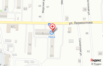 Продовольственный магазин Ника на улице Лермонтова на карте