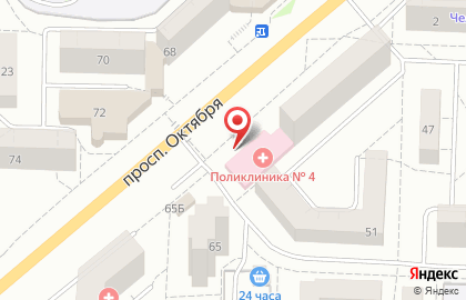 Детская поликлиника Городская больница №4 на проспекте Октября на карте