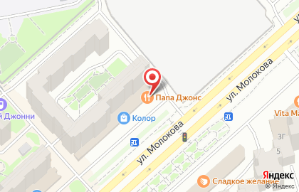 Пиццерия Папа Джонс в Советском районе на карте