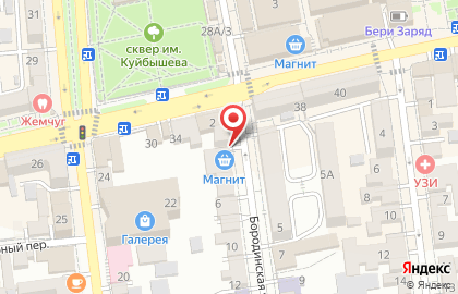 Супермаркет Магнит на Бородинской улице на карте