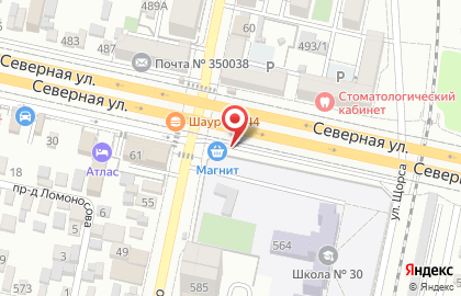 Супермаркет Магнит в Краснодаре на карте