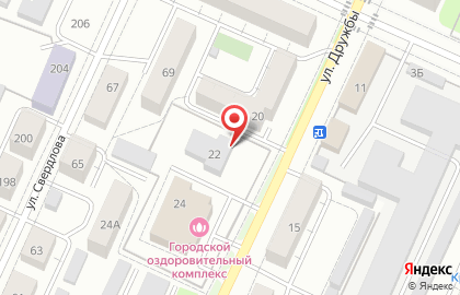 Городской оздоровительный комплекс на улице Дружбы на карте