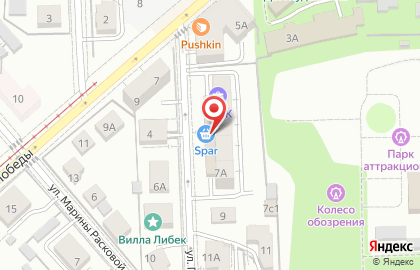 Супермаркет Spar на улице Пушкина на карте