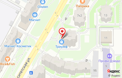 Торговый дом Триумф на Университетской улице на карте
