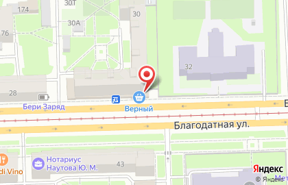 Супермаркет Верный на Благодатной улице на карте