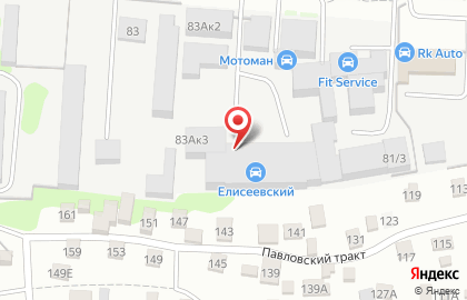 Автомастерская Елисеевский в Железнодорожном районе на карте