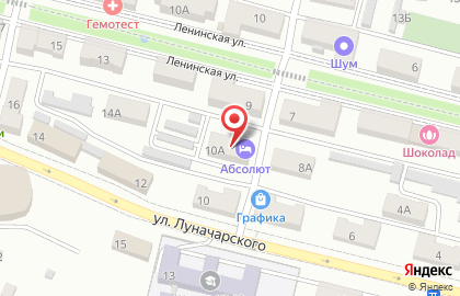 Гостиница Абсолют на улице Луначарского на карте