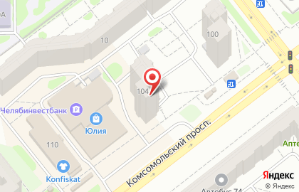 Челябинский филиал Банкомат, БинБанк на Комсомольском проспекте, 104 на карте