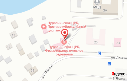 Физиотерапевтическое отделение Чурапчинская центральная районная больница им. П.Н. Сокольникова на улице Ленина в Чурапче на карте