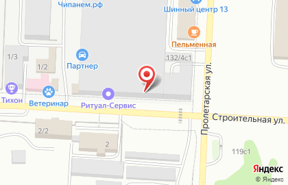 Продовольственный магазин на Строительной улице на карте