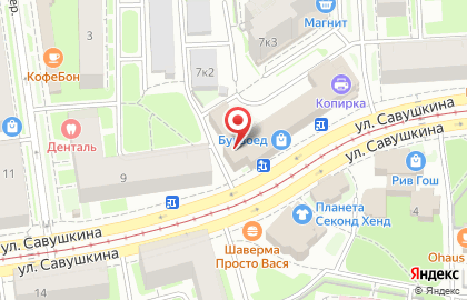 Банкомат ВТБ на улице Савушкина на карте