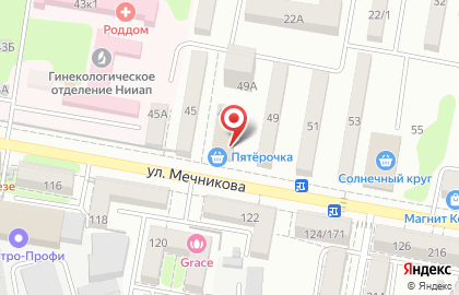 Супермаркет Пятерочка на улице Мечникова, 47 на карте