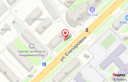 Магазин по продаже автозапчастей Корея Моторс на улице Елизаровых на карте