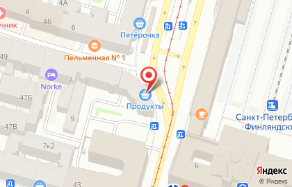 Продовольственный магазин в Калининском районе на карте