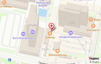 Subway на улице Измайловское на карте