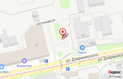 Киоск фастфудной продукции на улице Дзержинского на карте