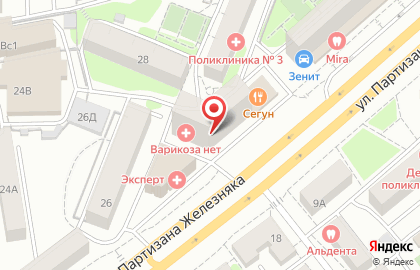Клиника лазерной хирургии Варикоза нет на улице Партизана Железняка на карте