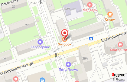 Кафе русской и украинской кухни Хуторок на улице Крисанова на карте