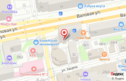 ЗАО Банкомат, МКБ Москомприватбанк на Валовой улице на карте