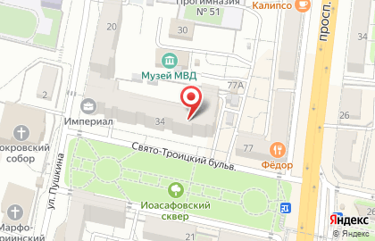 Банкомат Московский Индустриальный Банк, филиал в г. Белгороде на Свято-Троицком бульваре на карте