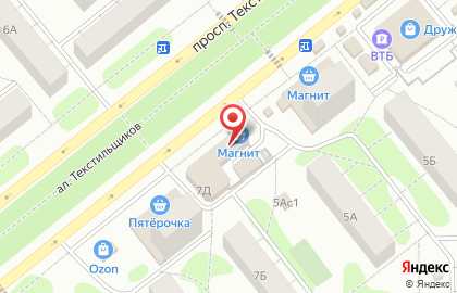 Магазин косметики и бытовой химии Магнит Косметик на проспекте Текстильщиков на карте