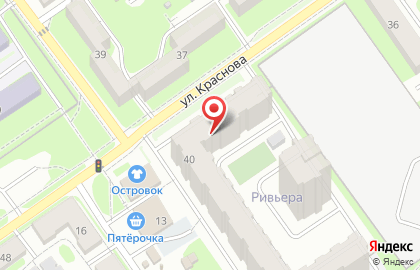 Супермаркет Магнит у дома на улице Краснова на карте