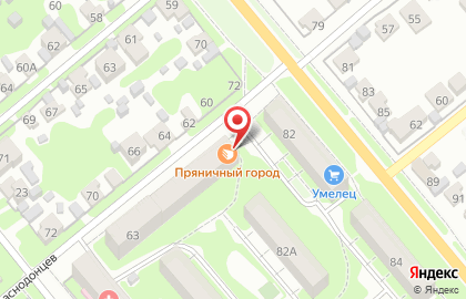 Магазин кондитерских изделий Пряничный город на улице Краснодонцев на карте